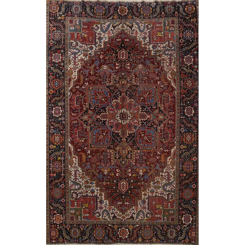 Hand Knotted Oriental 100% Wool Carpet Traditional Medallion Red Heriz Area Rug - 11' 8'' X 8' 6''