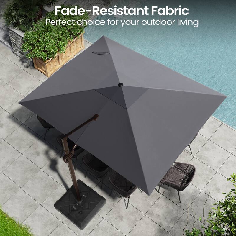 Pellebant 9 FT x 12 FT Outdoor Patio Cantilever Umbrella with Base Stand