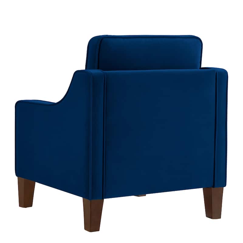 Navy 29" Velvet Arm Chair with Wooden Legs