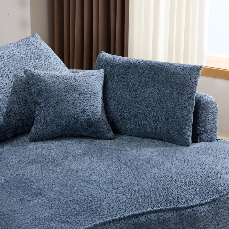 L Shape Sectional Sofa with Curved Chaise Lounge, High-Resilience Sponge Boneless Sofa, Upholstered Sofa with Throw Pillows