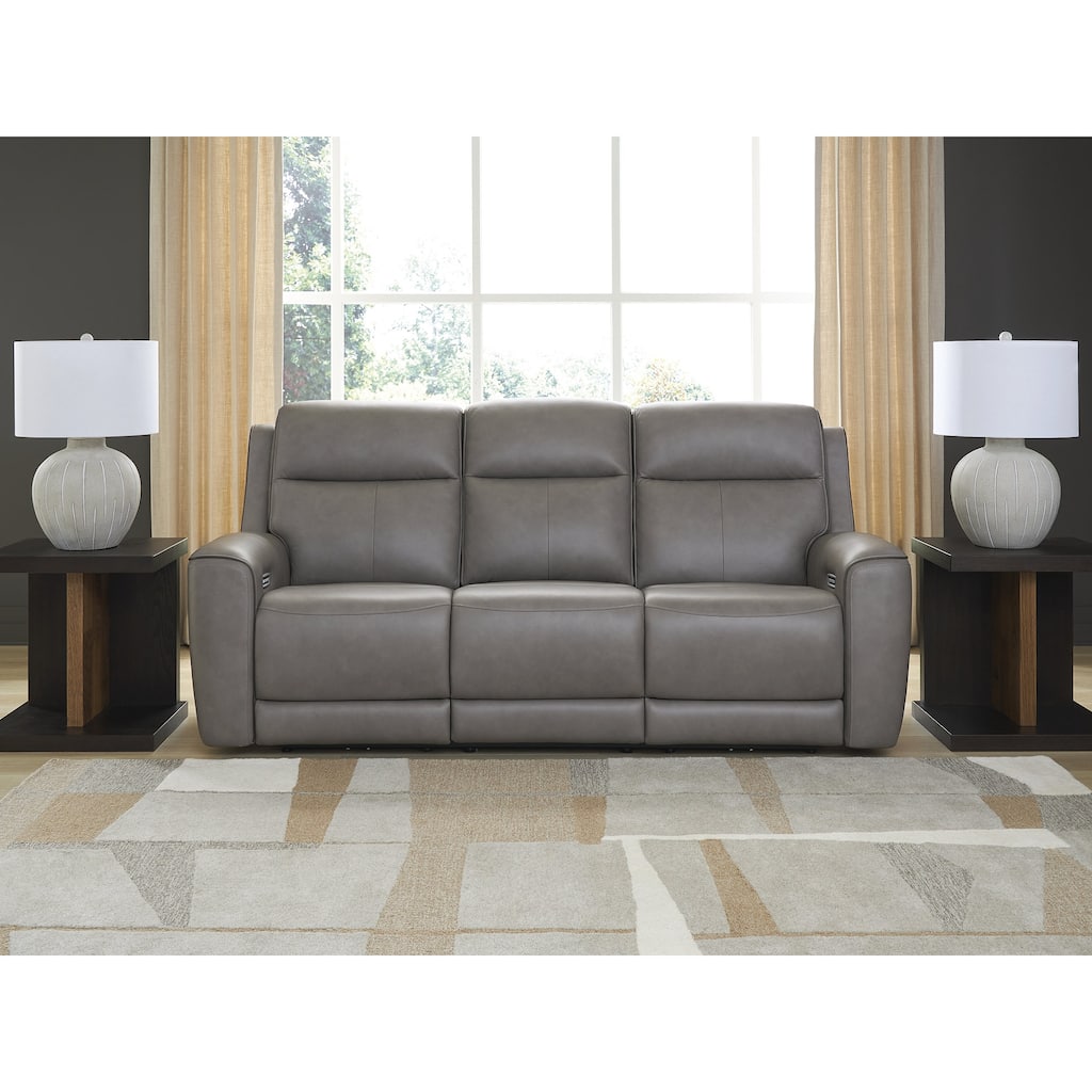Signature Design by Ashley 5Z-Dreamlight Light Gray Power Reclining Sofa - 89"W x 41"D x 43"H