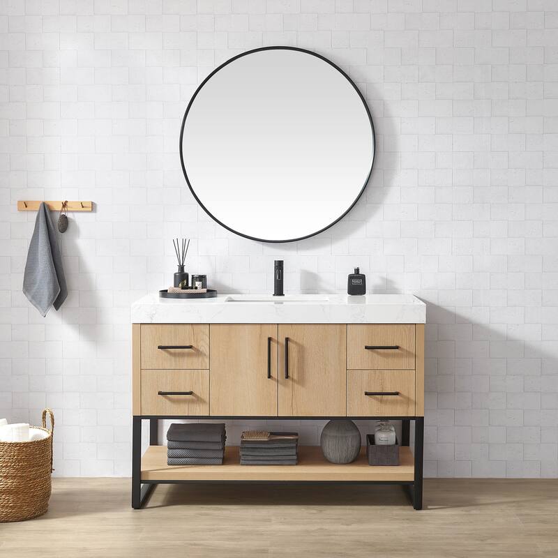 Kolkata Bathroom Vanity in Weathered Oak without Mirror