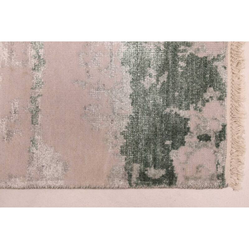 ECARPETGALLERY Hand-knotted Legacy Dark Green, Light Grey Silk, Wool Rug - 2'6 x 12'0
