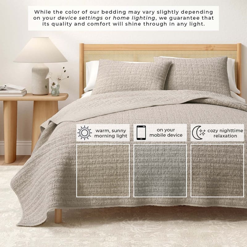 Linery & Co. Cotton Honeycomb Waffle Garment Washed Quilt Set