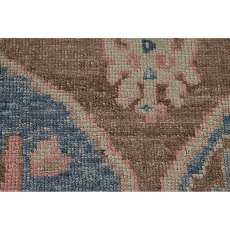 Hand Knotted Oriental 100% Wool Carpet Transitional All-Over Brown Oushak Area Rug - 12' 4'' X 9' 5''