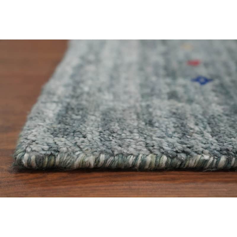 Hand Knotted Oriental Viscose Silk Carpet Tribal Animal Pictorial Greys & Charcoal Gabbeh Area Rug - 11' 8'' X 8' 7''