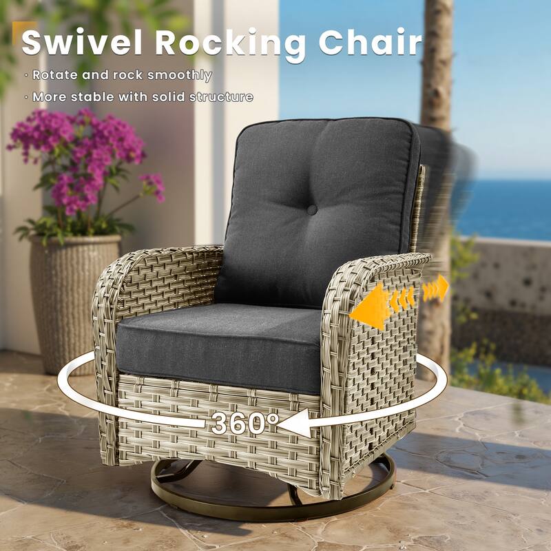 XIZZI 8-piece Patio Furniture Sectional Set with Swivel Chair
