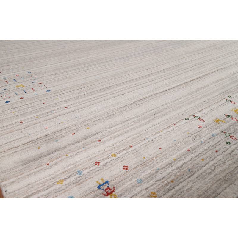 Little Animals Gabbeh Oriental Area Rug Hand-Knotted Wool Carpet - 8'0" x 9'8"