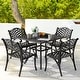 preview thumbnail 13 of 11, Nuu Garden 5-Piece Cast Aluminum Patio Dining Set with Umbrella Hole and Wide Seat