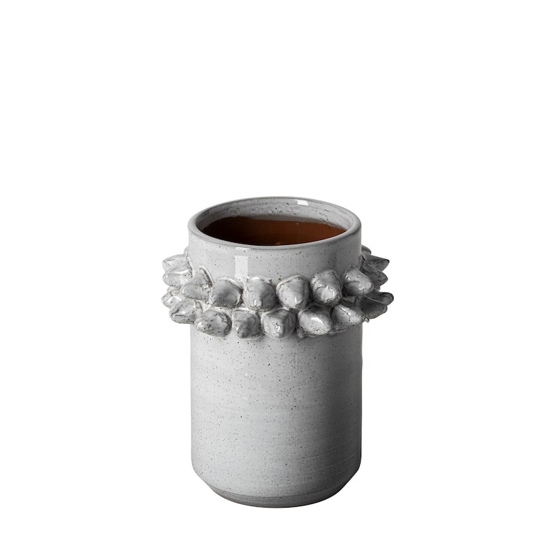 7" Gray Abstract Cylinder Ceramic Table Vase - 6" x 6" x x7"