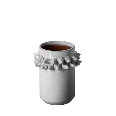 Organic Style Whitewash Spikely Ceramic Vase