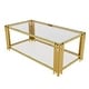 preview thumbnail 3 of 13, Rectangular Gold & Glass Coffee Table with 2-Tier Shelf by Harper&Bright Designs