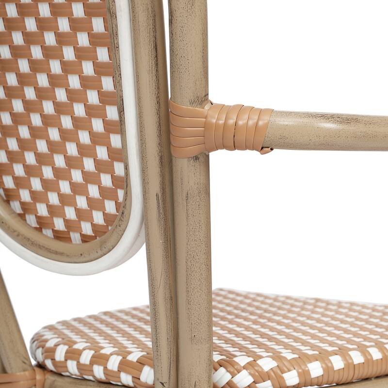 2 Pack All-Weather Commercial Paris Chairs with Arms and metal Frames
