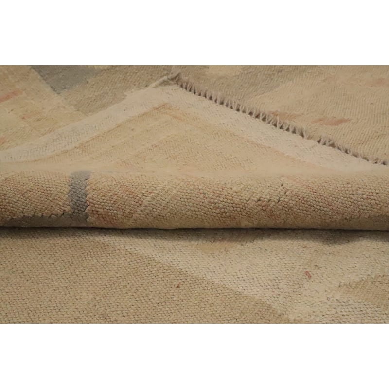 Hand Woven Oriental 100% Wool Carpet Southwestern Tribal Beige & Ivories Kilim Area Rug - 7' 7'' X 4' 11''