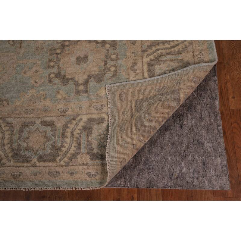 Vegetable Dye Oushak Area Rug Hand-Knotted Blue Wool Carpet - 8'3" x 10'0"