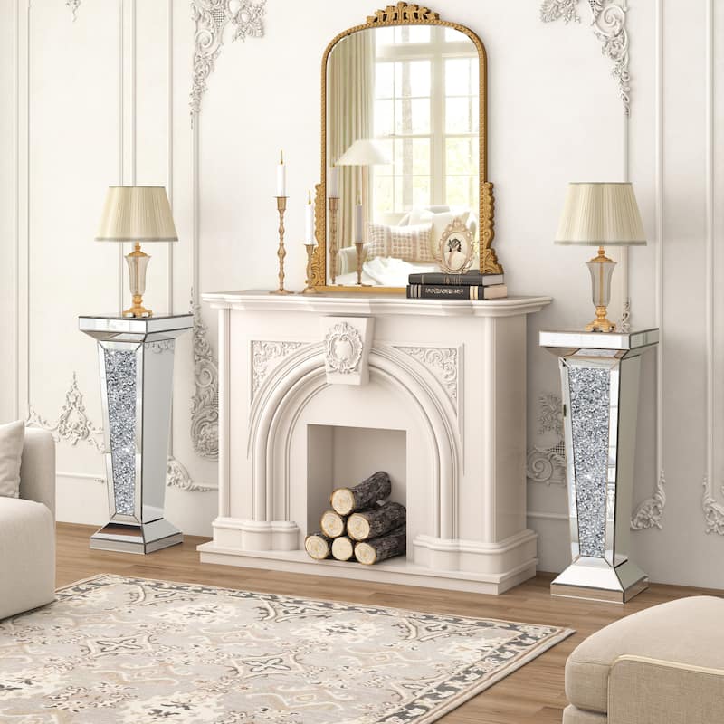 Mirrored Crushed Diamond Tall End Table