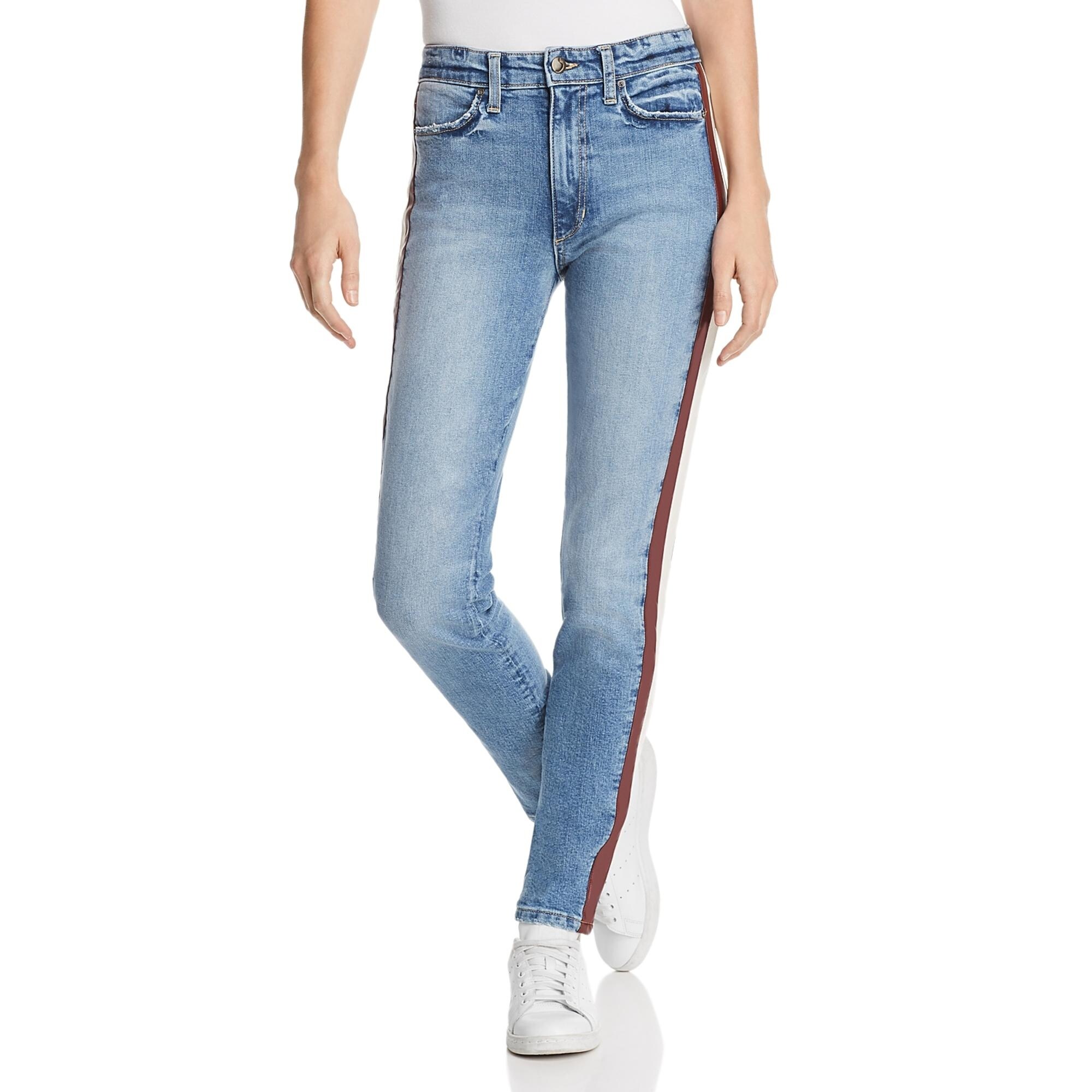 striped denim jeans womens