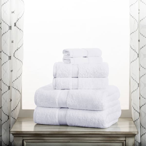 Superior Egyptian Cotton Pile Heavyweight 6-Piece Towel Set - 6-Piece Set - White
