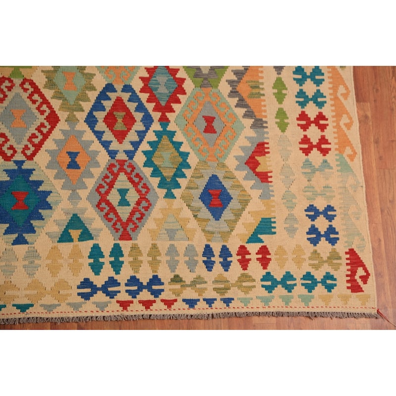 All-Over Wool Palace Size Kilim Oriental Rug Wool Carpet - 10'0"x 15'9"