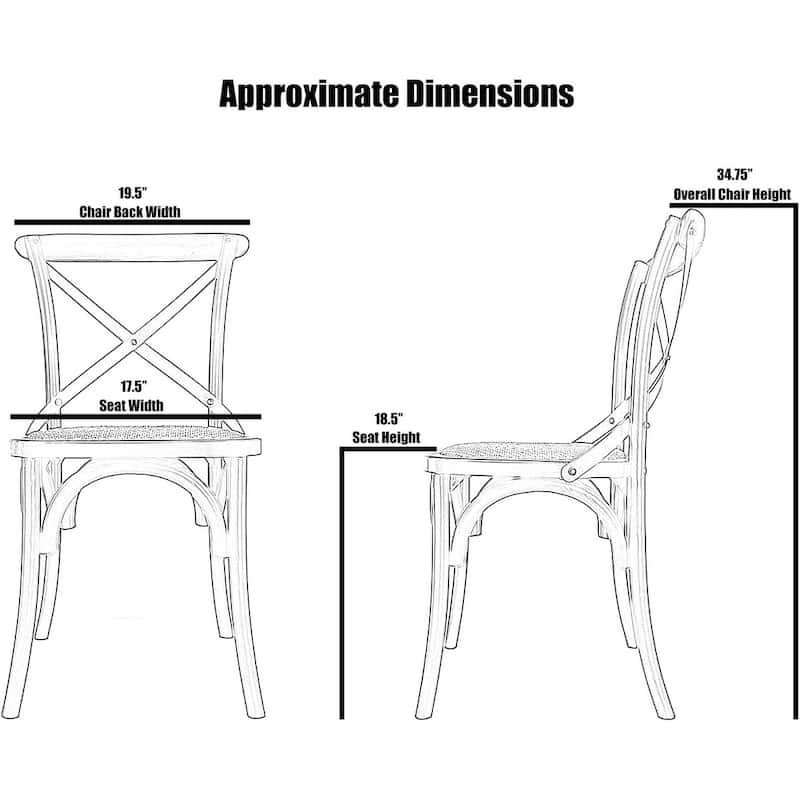 Mid Century Modern Contemporary Antique Style Cross Back X Open Wooden Frame Dining Accent Wood Chairs