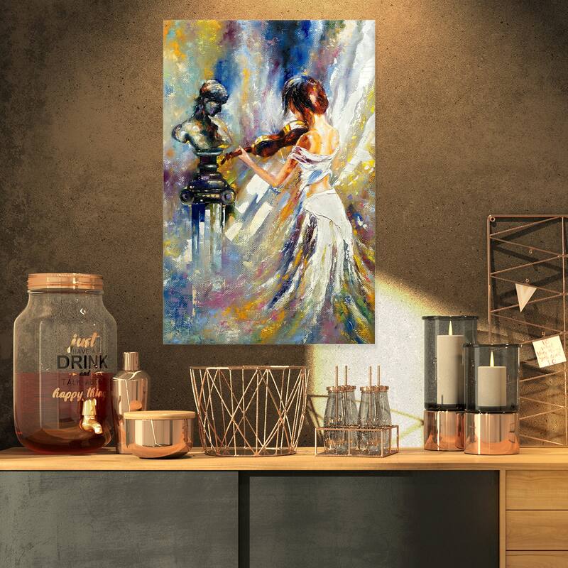 Designart - Love with Endless Music - Abstract Canvas Art Print - 16 in. wide x 32 in. high