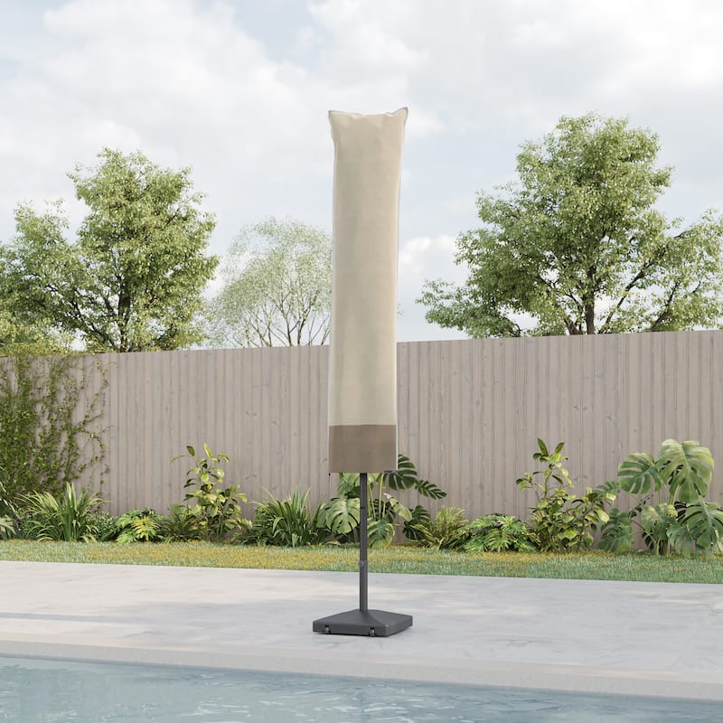 Bonosuki Patio Umbrella Cover - 600D Waterproof Market Umbrella Cover - Beige/White