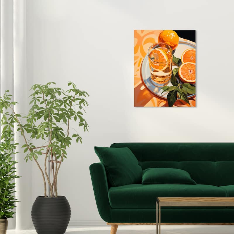 Wynwood Studio Canvas Drinks and Spirits Naranjas Orange and Army Green Traditional Wall Art Canvas Print - 20 x 24