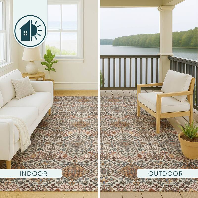 Machine Washable Indoor/ Outdoor Global Bidunga Chantille Rug