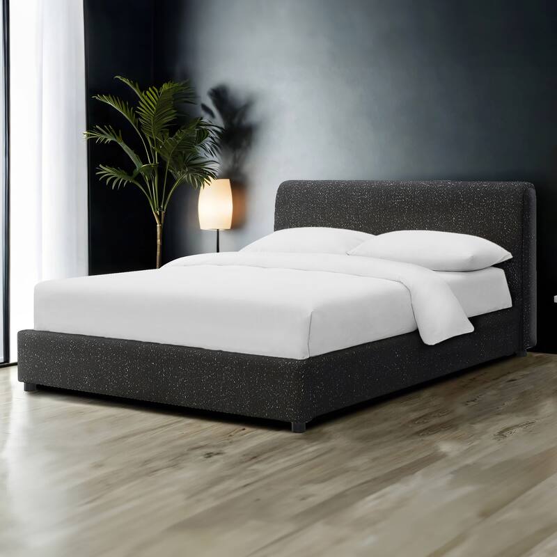 Furniture of America Vanessa Modern Boucle Upholstered Platform Bed - Black - King