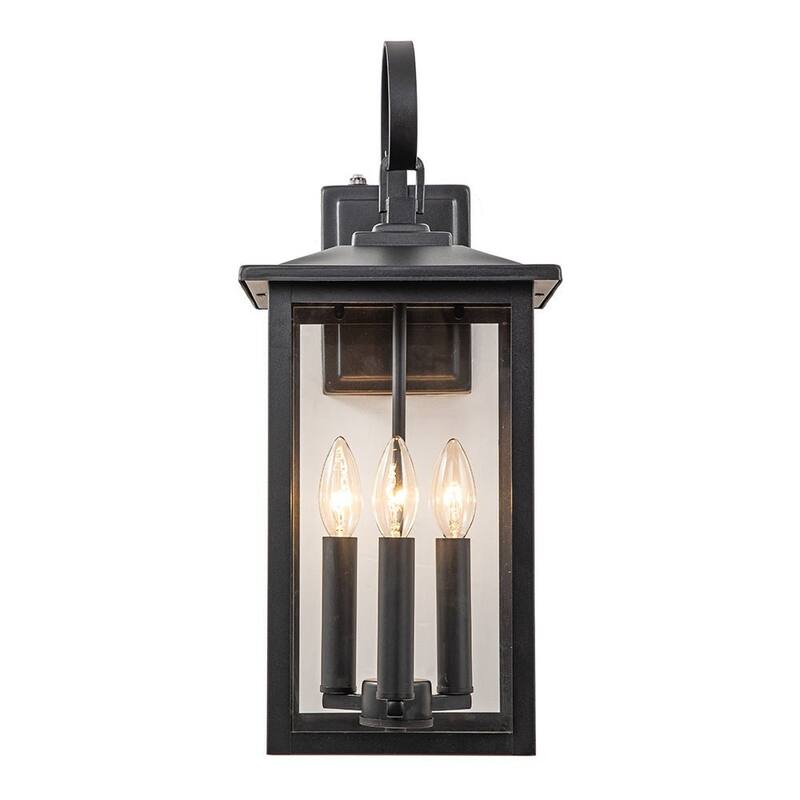 Industrial Lantern 3-Light Clear Glass Waterproof Outdoor Wall Sconce