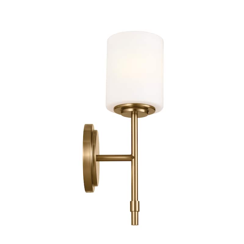 Kichler Lighting Ali 1-Light Brushed Natural Brass Wall Sconce with Glass Shade - 14.5 in
