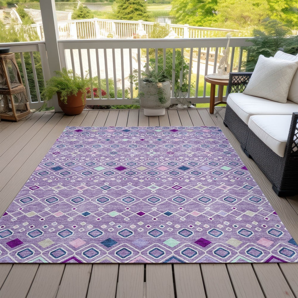 Machine Washable Indoor/ Outdoor Global Contempory Chantille Rug