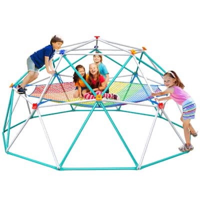 Climbing Dome with Climbing Cargo Net, 10 ft Dome Jungle Gym with Hammock for Kids Outdoor Playset Backyard - 10ftx10ft