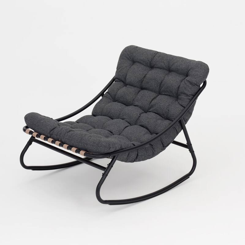 2 Set Outdoor Patio Scoop Rocking Lounge Chair with Cushions