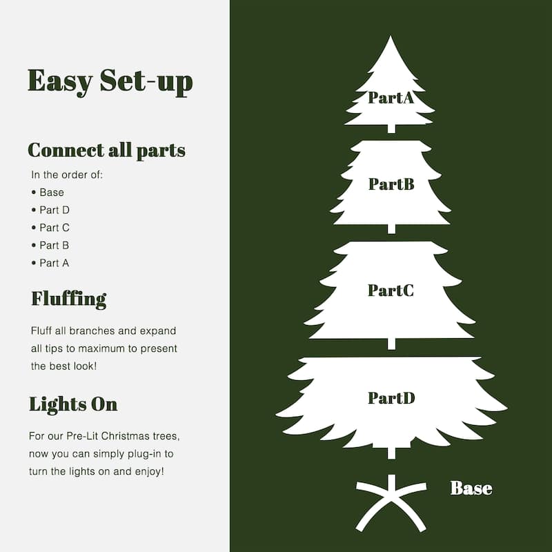 7.5Ft Pre-Lit Hinged Snow Flocked Slender Artificial Pine Christmas Tree - 90" H x 48.8" Diameter