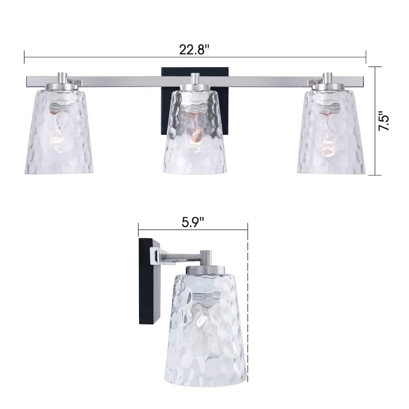 Modern Radiance 3-Light Nickel Vanity Light - 22.8"L x 5.9"W x 7.5"H