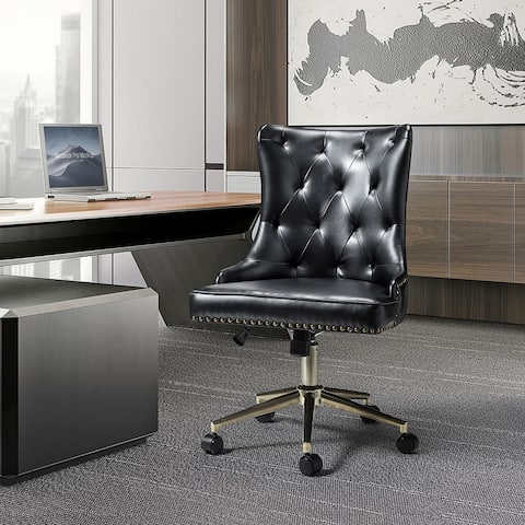 HULALA HOME Comfy Swivel Tufted Task Chair with Nailhead Trim