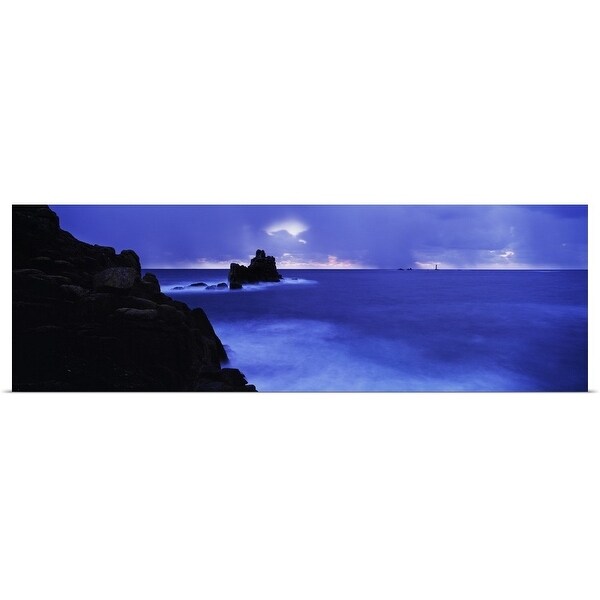 "Rocks in the sea, Armed Knight, Land's End, Cornwall, England" Poster Print