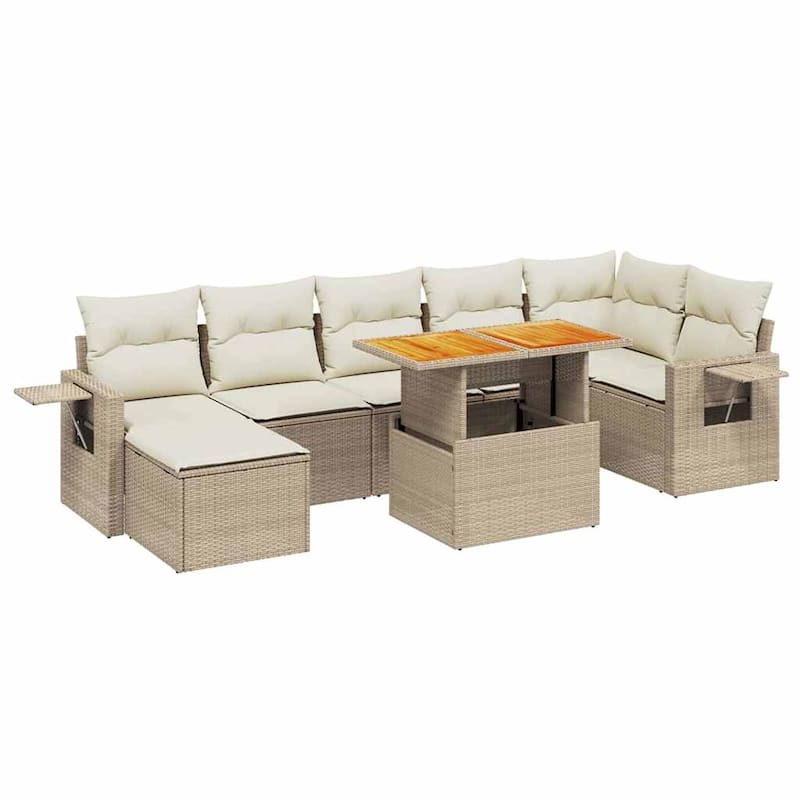 vidaXL Patio Sofa Set with Cushions Outdoor Conversation Furniture Poly Rattan