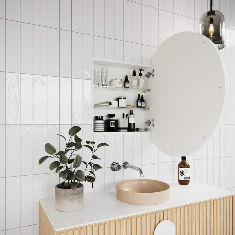 One Door Steel Frame Round Shape Medicine Cabinet