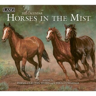 Lang Horses In The Mist 2025 Wall Calendar - Monthly Art By Persis Clayton Weirs & Chris Cummings, Linen Paper, Brass Grommet