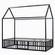 preview thumbnail 9 of 12, Twin Size Metal House-Shaped Bed with Fence and Door , Classic Design, Distressed Finish, and Imaginative Play Space