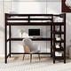 preview thumbnail 58 of 82, Space-Saving Loft Bed with Storage Shelves and Desk, Solid Wood Loft Bed Frame with Ladder and Guardrail for Kids Teens Adults