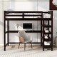preview thumbnail 1 of 13, Twin Size Wooden Loft Bed with Storage Shelves and Under-bed Desk Espresso