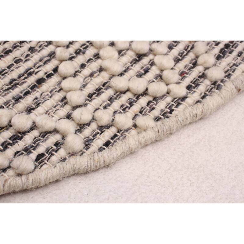 ECARPETGALLERY Braid weave Sienna Ivory Wool Rug - 4'10 x 4'10