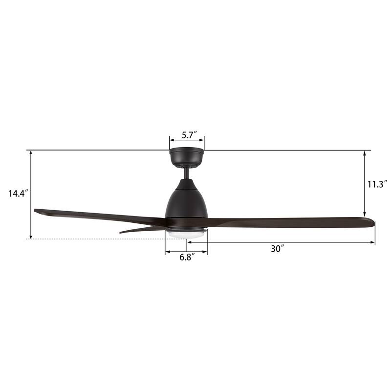 CARRO Kinross 60" Ceiling Fan with Remote and Light Kit Included-Solid Wood Blades