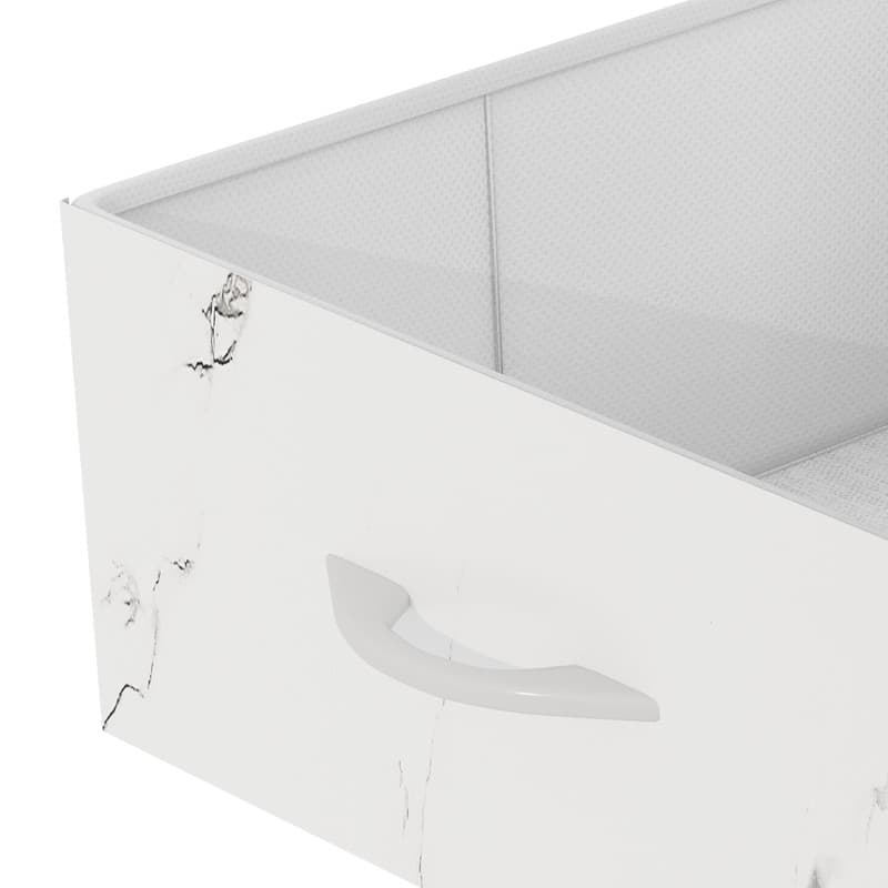 Moasis L Shape Nail Desk with Built-in Charging Station and Marbling Texture Manicure Station