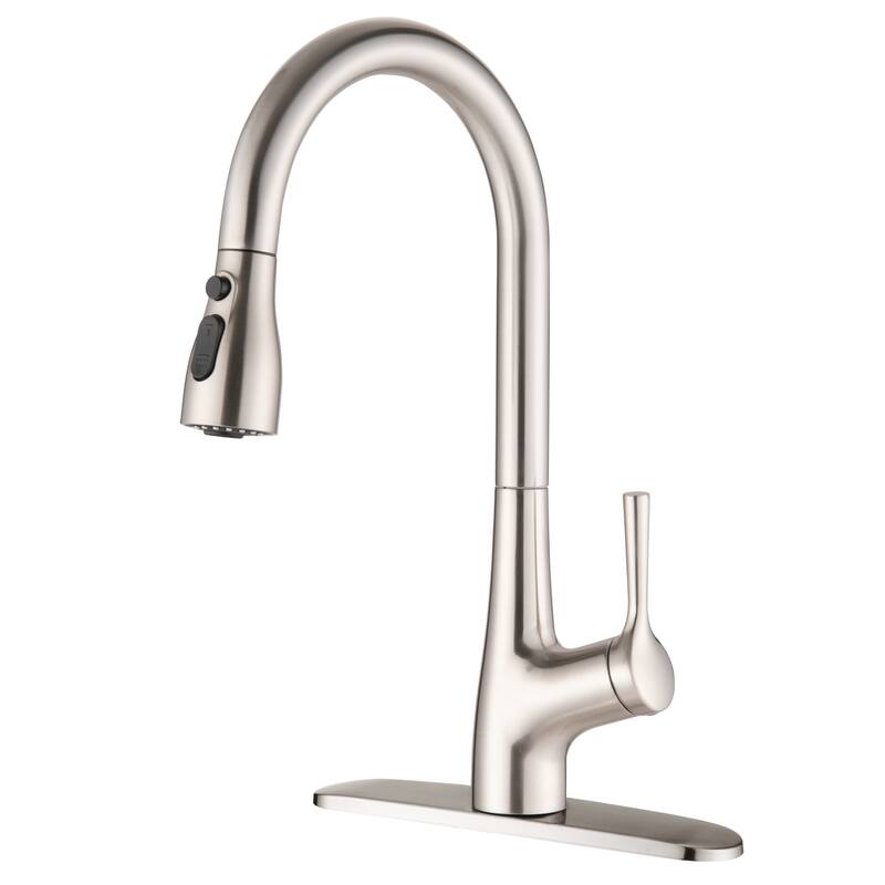 360-degree Rotation Kitchen Sink Faucet Pull Out Sprayer - Brushed Nickel