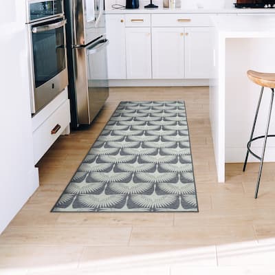 My Magic Carpet Flock Slate Grey Washable Rug