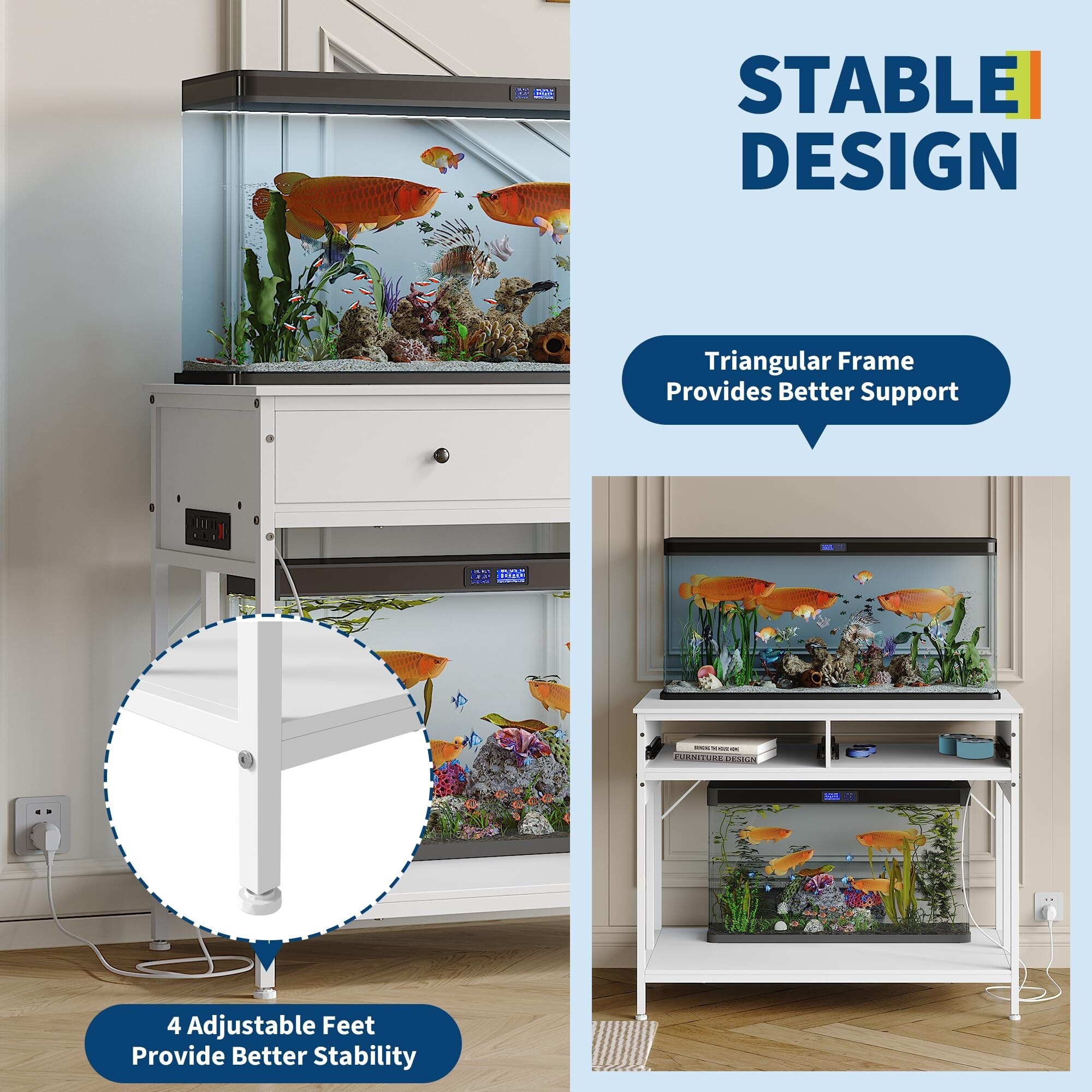 40-50 Gallon Aquarium Stand with Power Outlet 39.4'' x19'' Metal